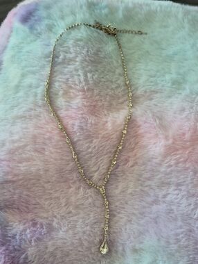 Gold Crystal Y-Drop Necklace - Elegant Women’s Jewelry